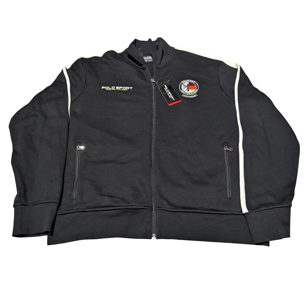 Polo Sport Track Jacket Men XXL Black Germany Performance Full Zip NEW